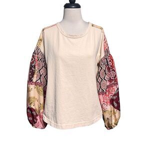 Habit Oversize Puff Sleeve Sweatshirt Top Size Medium